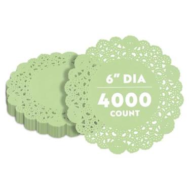 Imagem de Restaurantware - Paptry Tek 15 x 15 cm Doilies de renda de papel, 4000 toalhas de mesa descartáveis – Acabamento de renda elegante, de longa duração, jogo americano de papel verde, para doces