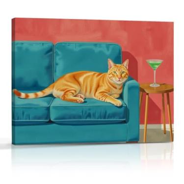 Imagem de Cute peculiar peculiar decoração gato coquetel gato presentes decoração de parede tela arte emoldurado arte impressão de arte pôsteres para casa banheiro cozinha sala de jantar bar carrinho pinturas