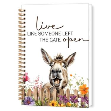 Imagem de TWRVI Caderno espiral Donkey Gifts, diário pautado na faculdade Farmhouse Donkey para material de escritório escolar, Live Like Someone Left The Gate Open Cadernos de diário 14 x 8,7 cm, 164 páginas