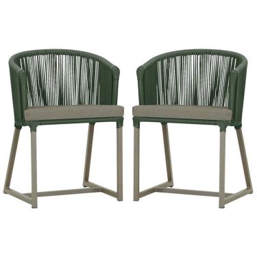 Imagem de 2 Cadeiras De Jantar Noronha Fendi Corda Náutica E8 Trama Verde