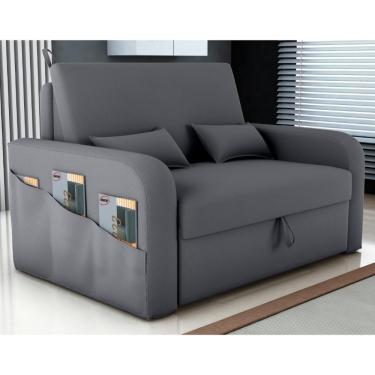 Imagem de Sofá Cama 2 Lugares Com Baú Bannow Veludo Cinza