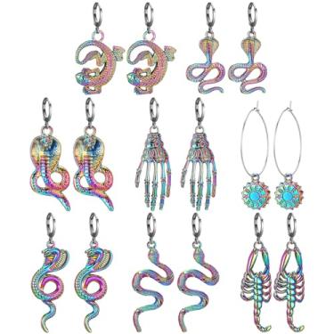 Imagem de Glenmal 8 pares de brincos indianos Jhumka de metal boêmio com pingente para mulheres, about 5cm/2inch, liga de zinco com revestimento sem níquel, Sem pedra preciosa