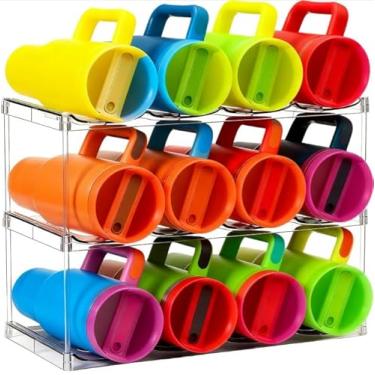 Imagem de Organizador de garrafa de água para Stanley Copo de garrafas grandes de 1,134 g, suporte para garrafa de água, empilhável, para armário organizador de armazenamento de cozinha (3 níveis de retenção