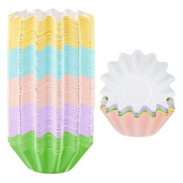 Imagem de Feilguee 50 peças de forros de cupcake em forma de trompete, utensílios de cozinha, utensílios de cozinha de papel, cupcakes ou mini lanches