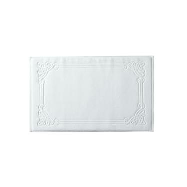 Imagem de Tapete de banho antiderrapante de algodão, reversível, macio, absorvente e lavável na máquina, tapete de banheiro fofo para banheira, tapete de chuveiro macio e desgrenhado (branco)