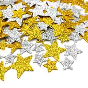 Imagem de FUGUIR 120 Pcs Star Shaped Glitter Foam Stickers, Self Adhesive Silver and Gold Star Stickers for Scrapbooks, Crafts and Cards DIY Gifts Christmas New Year Birthday Party Supplies