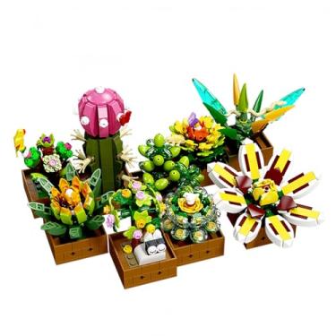 Imagem de Conjunto de Blocos de Montar Suculentas - 9 Tipos de Flores Diferentes com Vasos, Compatível com Principais Marcas, Presente para Crianças a Partir de 6 Anos e Adultos