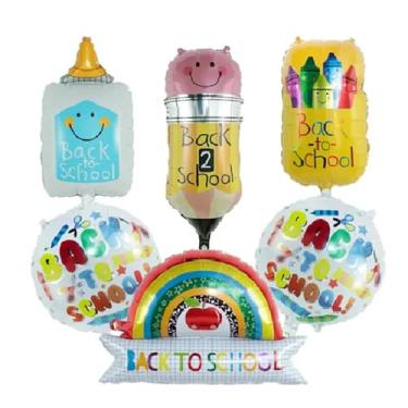 Imagem de Balões de Foil com Tema Volta às Aulas Elementos Materiais Escolares - 60 para a Estação Escolar Adequados Decorações Sala Festas Eventos em Campus Arranjos Matrícula na Creche