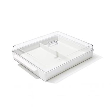 Imagem de Pote Porta Frios Organizador Geladeira Duplo Presunto Queijo(Branco)