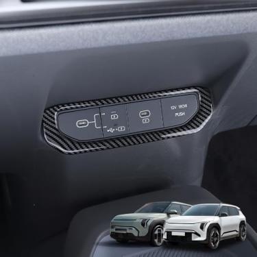 Imagem de Cnaurda Capa de porta de carregamento USB de controle central de carro, porta de carregamento decorativa protetora USB compatível com acessórios Kia EV3 2024-2025 (carbono)