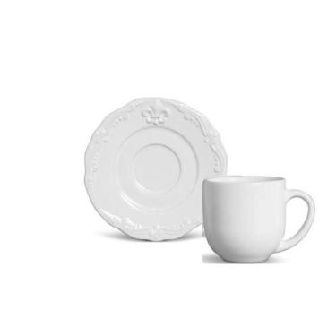Imagem de Xicara de Café com Pires em Cerâmica Lis Branco 72 ml - 1 Unid. - PORT
