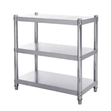 Imagem de Prateleiras de aço inoxidável, prateleira ajustável de 3 níveis, prateleira de armazenamento de aço inoxidável, para cozinha, escritório comercial e garagem (60 x 35 cm)