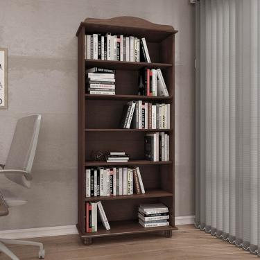 Imagem de Estante Para Livros Com 5 Prateleiras Rubi Café Madeira Pinus - Finestra