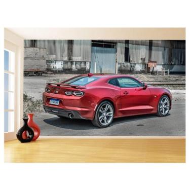 Imagem de Papel De Parede 3D Carro Camaro Chevy Vermelho 3,5M Car51 - Você Decor