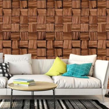 Imagem de Papel De Parede Madeira Tocos Jacarandá Adesivo Sala Quarto - LRP