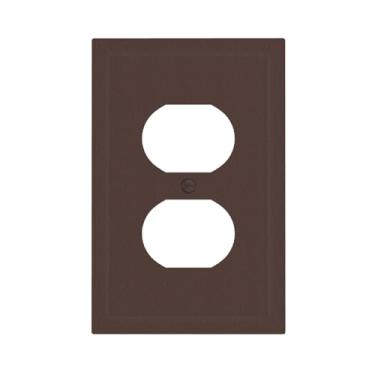 Imagem de JDAKHD Placa de tomada marrom chocolate rico em tom de terra 1 gangue capa de interruptor de luz frente e verso placas decorativas de parede para tomadas elétricas, acabamento fosco para espaços