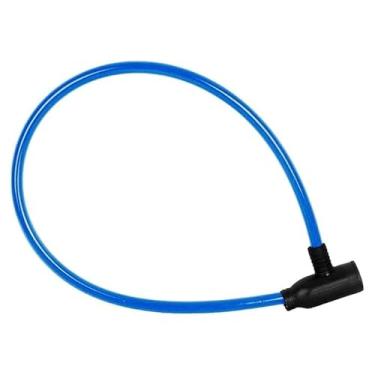 Imagem de Zein Cadeado para Bicicleta com Cabo, 62 cm, Plástico, Combinação de 3 Dígitos, Vermelho, Azul e Preto, com Chaves (Azul)