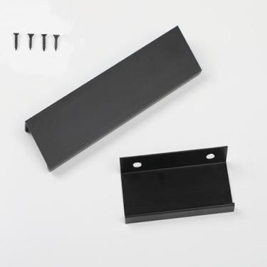 Imagem de Sinyiol Pacote com 10 puxadores ocultos na borda da gaveta preta, penteadeira de estilo moderno, guarda-roupa, cozinha, parede, armário (preto, comprimento 7,9 cm/distância do furo 6,3 cm)