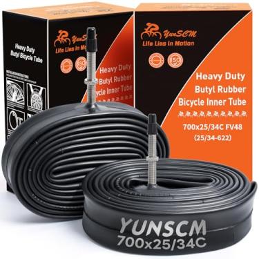 Imagem de Tubos internos de bicicleta YunSCM 700x25/32C – Válvula padrão americana de 48 mm – (2 tubos internos com 3 alavancas de pneu