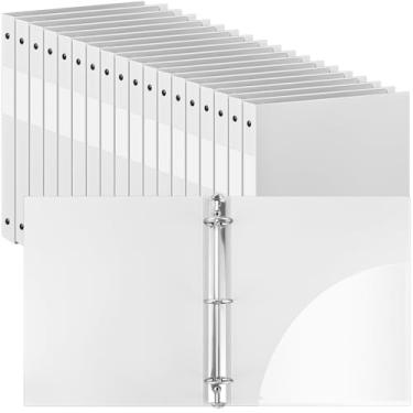 Imagem de Henoyso 48 fichários de plástico com 3 anéis de 2,5 cm e 3 argolas flexíveis para papel tamanho carta 21 x 28 cm, comporta até 225 folhas com 1 bolso, fichário versátil para escola, escritório, casa