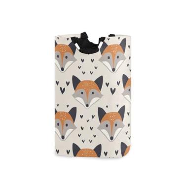 Imagem de ATTX Cesto de roupa suja padrão raposa com alças acolchoadas – cesto de roupas dobrável à prova d'água para banheiro, quarto, dormitório, cesta organizadora de lavanderia resistente (118)