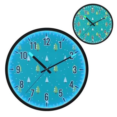 Imagem de Blueangle Relógio de parede LED que brilha no escuro e ativado por voz, design silencioso de árvore de Natal de 30,5 cm, funciona a bateria para decoração de quarto e sala de estar (14)