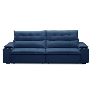Imagem de Sofá Retrátil E Reclinável 4 Lugares 250cm Com Porta Copos E Objetos Bulgária Azul