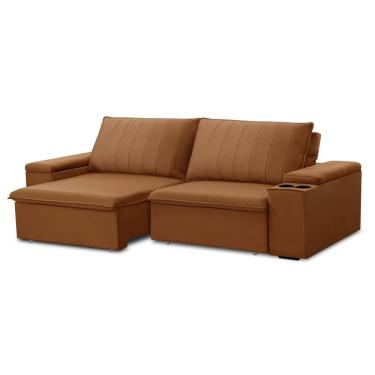 Imagem de Sofá Retrátil E Reclinável 3 Lugares 225cm Com Porta Copos Ballarat Terracota