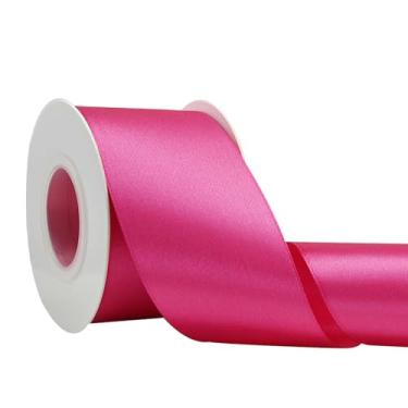 Imagem de Simplegoal Fita de cetim rosa dupla face 5,8 cm x 65 metros fitas de poliéster rosa para embrulho de presente, fita de tecido para artesanato, buquê de flores, costura, artes, decoração de festa de