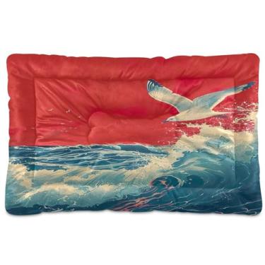 Imagem de SEHANY Cama para cães Sea Wave Cama de gato com fundo antiderrapante, cama de canil, colchão macio para animais de estimação, lavável para cães pequenos, médios e grandes, gatos, 45,7 x 61 cm