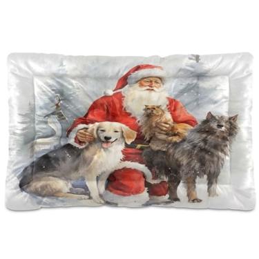 Imagem de SEHANY Cama de Natal para cães e gatos com fundo antiderrapante, cama de canil, colchão macio para animais de estimação, lavável, para cães pequenos, médios e grandes, gatos, 91 x 61 cm