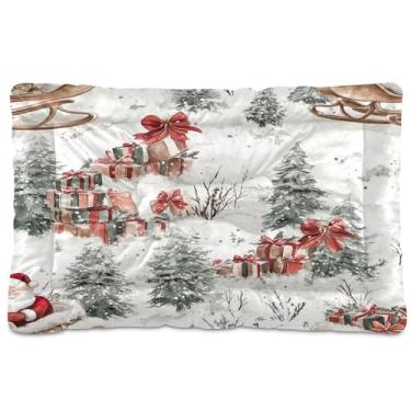Imagem de SEHANY Cama de Natal para cães de Papai Noel, cama de gato com fundo antiderrapante, cama de canil, colchão macio para animais de estimação, lavável para cães pequenos, médios e grandes, gatos, 91 x