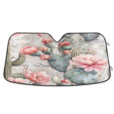 Imagem de ATTX Para-brisa de carro Cacti Protetor solar universal 144.8 cm x 80.0 cm com proteção UV, persiana de janela frontal automática dobrável para Sedans SUVs caminhões #520