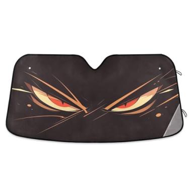Imagem de ATTX Para-brisa de carro Red Eyes 144.8 cm x 80.0 cm Escudo solar universal com proteção UV, persiana de janela frontal automática dobrável para caminhões Sedans SUVs #480