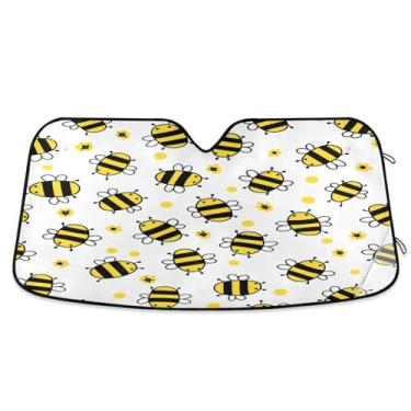 Imagem de ATTX Flying Bumble Bees Para-brisa de carro 134.6 cm x 59.7 cm Protetor solar universal com proteção UV, persiana de janela frontal automática dobrável para Sedans SUVs caminhões #194