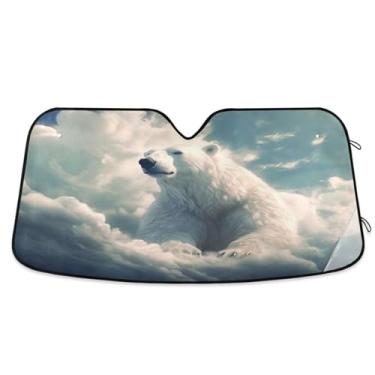 Imagem de ATTX Pára-brisas de carro pintura de ursos polares 144.8 cm x 80.0 cm escudo solar universal com proteção UV, persiana de janela frontal automática dobrável para sedãs SUVs caminhões #448