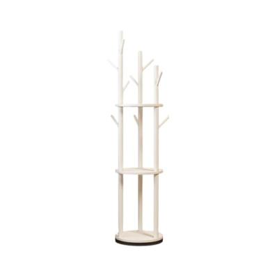 Imagem de Hhsdyl Cabide, Cabideiro Independente com Prateleiras Armazenamento, Hall Tree com 3 Prateleiras Madeira para Roupas, Chapéus e Bolsas, Corredor Quarto,White