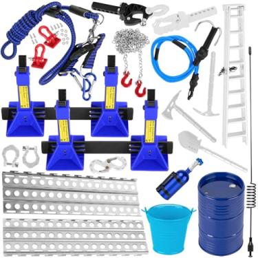 Imagem de ARRCat RC Decoration Upgrades Part for 1/10 SCX10,Trx4/6,GEN7/8,Jack,Fuel Tank,Shovel,Axe,Trailer Chain/Hook/Rope/Receiver/Elastic Force Rope,Antenna,Nitrogen Bottle,Ladder,Recovery Board,Blue