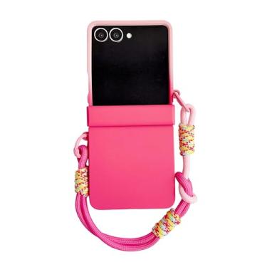 Imagem de Capa de celular fofa com cores em degradê para Samsung Galaxy Z Flip 7 6 5 4 3 Zflip7 Flip6 5g com alça de mão anti-perda e proteção traseira (para Galaxy Z Flip 4/9)