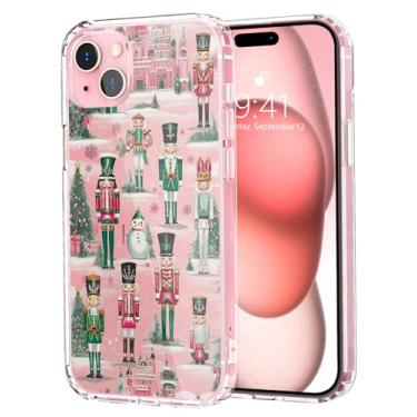 Imagem de CozyNestCY Capa magnética rosa de Natal quebra-nozes para iPhone 15 capa de telefone transparente retrô árvore de Natal compatível com mag safe sem fio linda garota boneco de neve capa fina proteção