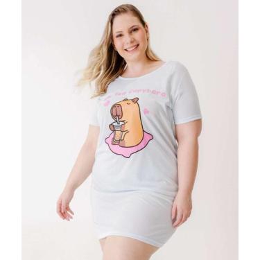 Imagem de Camisola Plus Size Estampa Capivara Marisa-98005, Azul, G3