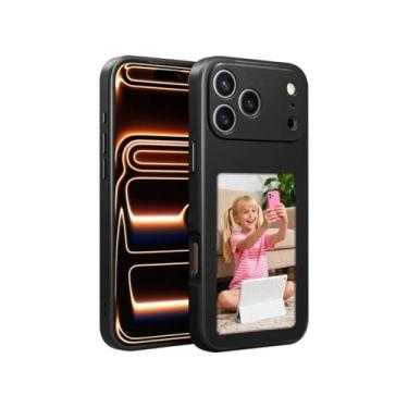 Imagem de KSOPUERT Capa de tela de tinta eletrônica NFC de alta resolução atualizada de 4 polegadas para iPhone 17 PRO DIY, capa traseira personalizável com suas imagens/texto sempre em exibição, preta