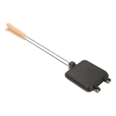 Imagem de Panela para fazer sanduíches MUNEFE, fogão de acampamento em ferro fundido, prensa quadrada para grelha, dupla face antiaderente versátil panela para fazer panini