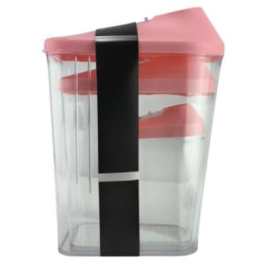 Imagem de Kit 3 Potes Acrílicos Herméticos para Armazenar Alimentos Organização de Cozinha Frigorífico ou Despensa - 1.45L + 750ml + 250ml Empilháveis (ROSA)