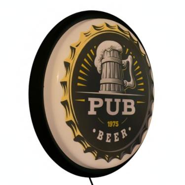 Imagem de Luminária de Parede Vintage Pub, LED Incluso, 37x37x60cm, Polietileno, Branca, 110/220V, Estilo Retrô