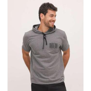 Imagem de Camiseta Masculina Moletinho Capuz Mescla MR-38008, Cinza, GG