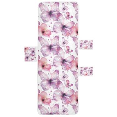 Imagem de STAYTOP Linda capa de toalha para espreguiçadeira de borboleta, capa macia para espreguiçadeira, capas de cadeira de praia com bolsos para jardim, pátio, pátio, banhos de sol, gramado, 215 x 76 cm