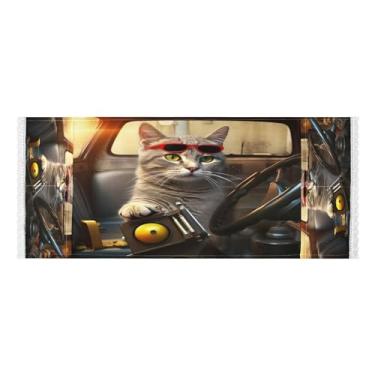 Imagem de Wassud Cat Driving(6) capas de lavadora e secadora, protetor de lavadora com sacos de armazenamento, capa de geladeira à prova de poeira com bolsos para lavanderia doméstica, cozinha, 120 x 55 cm