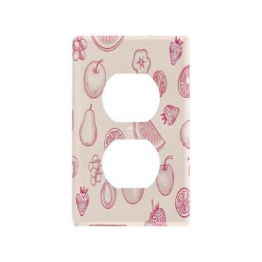 Imagem de Wassud Simple Line Art Fruits Light Switch Cover Plate Decorativas para Tomadas Elétricas Duplex 12 x 7 cm
