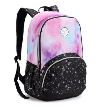 Imagem de Mochila Costas Bolsa Juvenil Star Feminina Reforçada Tye Dye Lua Nasa-Feminino